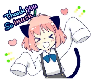 😁 Thank You So much! Anime, Grazie, Carino, Kawaii, Orecchie da gatto, Felice whatsapp sticker