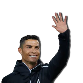👋 Cristiano Ronaldo voetbal, speler, glimlach, hand, zwaaien, CR7 telegram sticker