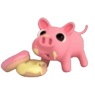 🍩 돼지, 도넛, 음식, 동물, 분홍색, 디저트 whatsapp sticker