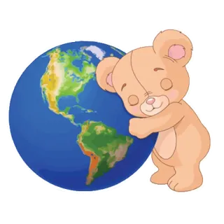 😳 tierra, oso, globo, abrazo, animal, planeta whatsapp sticker