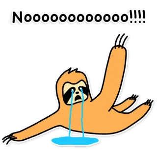 😣 Noooooooooooooooo!!! ленивец, плачет, грустный, мультфильм, преувеличенный, эмоция, отчаяние whatsapp sticker