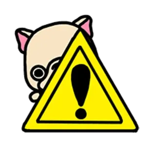 🐶 gatto, cartello di pericolo, punto esclamativo, pericolo, carino, allerta telegram sticker