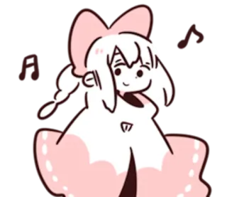 🎵 cartoon, music notes, cute, pink, bow, character, kawaii telegram sticker