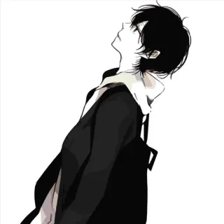 🌨 Anime, Junge, Schwarz, Weiß, Aufblickend whatsapp sticker