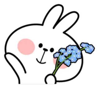 💐 rabbit, bunny, flower, cute, cartoon, animal, kawaii whatsapp sticker