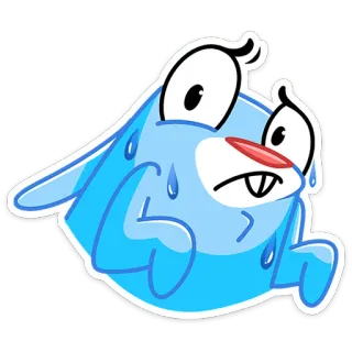 😅 Cartoon, Blauw, Dier, Angst, Zenuwachtig, Zweet telegram sticker