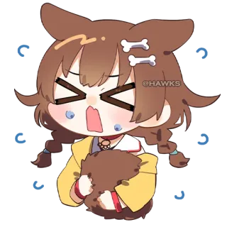 😫 @HAWKS cane, anime, carino, cartone animato, orecchie da cane, Hololive whatsapp sticker
