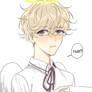 🍭 Huh? ángel, halo, lindo, anime, alas, dibujos animados whatsapp sticker