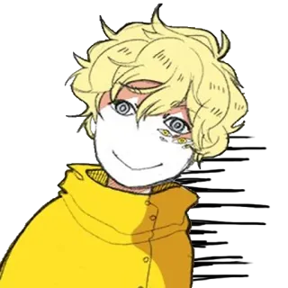 🥲 Anime, Personnage, Jaune, Art, Illustration, Manga whatsapp sticker