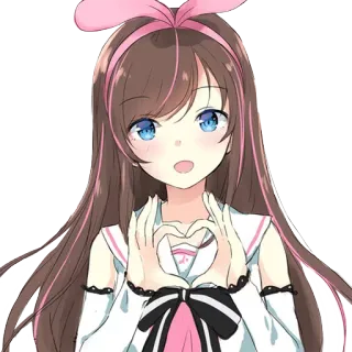❤ Kizuna AI Anime, Youtuber Virtual, Kizuna Ai, Garota Anime, Fofo, Gesto de Coração whatsapp sticker