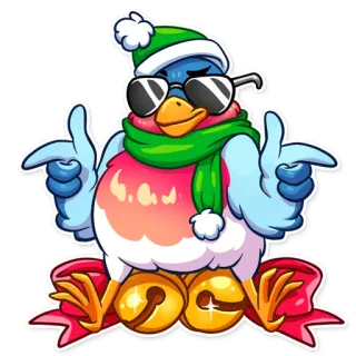 😎 vogel, weihnachten, urlaub, sonnenbrille, schal, winter, cartoon, süß telegram sticker
