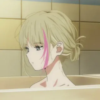 🍒 Anime, Ragazza, Bagno, Bionda, Carina, Cartone animato telegram sticker