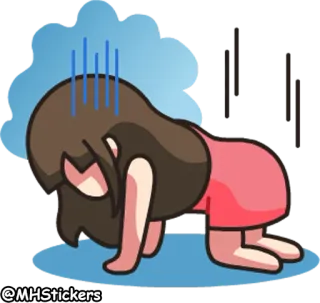 😓 sad, upset, exhausted, emotional, cartoon, anime, stress telegram sticker