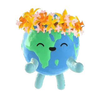 😘 terre, globe, environnement, planète, couronne de fleurs, mignon telegram sticker