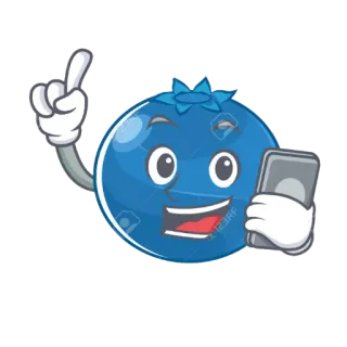 📱 myrtille, fruit, dessin animé, nourriture, téléphone portable, numérique, communication whatsapp sticker