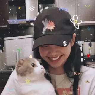 🥺 Baby, Tiny, luv, 3 岁 kot, kobieta, uśmiech, kapelusz, słodki, kawaii whatsapp sticker