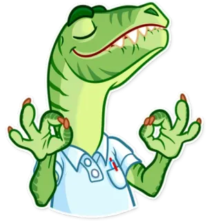 👌 dinosaur, reptile, zen, meditation, ok gesture, cartoon, doctor, relaxation telegram sticker