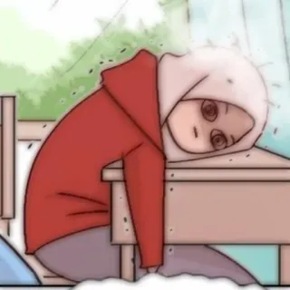🍒 sad, tired, hijab, muslim, girl, bored, depressed telegram sticker