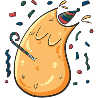 🥳 celebración, fiesta, confeti, dibujo animado, mancha, cumpleaños, festivo whatsapp sticker