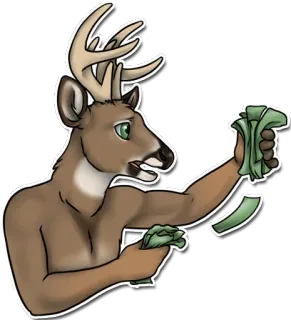 💸 rusa, uang, tunai, hewan, jantan, berbulu, antropomorfik whatsapp sticker