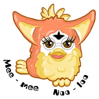 😀 Mee-mee
Noo-loo furby, toy, animal, cartoon, cute telegram sticker