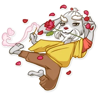 😏 coelho, animal, artes marciais, chinês, flor, kung fu telegram sticker