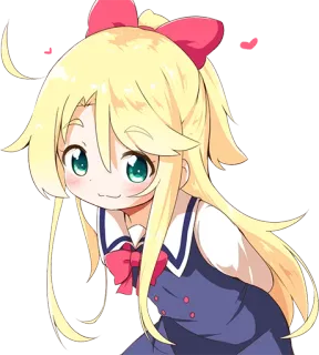 😉 动漫女孩, 金发, 蝴蝶结, 可爱, 卡哇伊, 漫画 telegram sticker