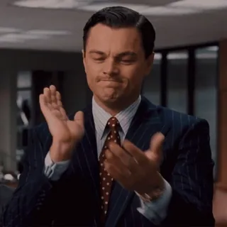 👏 Leonardo DiCaprio The Wolf of Wall Street Aplausos, Aplaudiendo, Película, Cine, Leonardo DiCaprio, El lobo de Wall Street telegram sticker