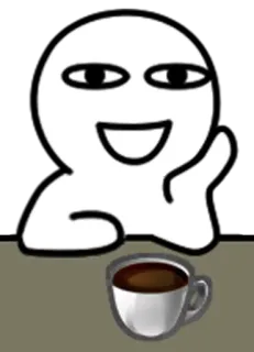 ☕ kartun, kopi, minuman, senang, orang, putih, sederhana telegram sticker