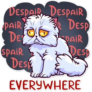 😥 DESPAIR EVERYWHERE cat, despair, sad, meme, emotional, sticker telegram sticker