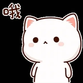😔 哦 gatto, carino, adesivo, kawaii, cartone animato telegram sticker