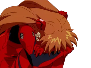 😣 Asuka Evangelion Anime, Fanart, Cartoon, Rot, Orange Haare telegram sticker