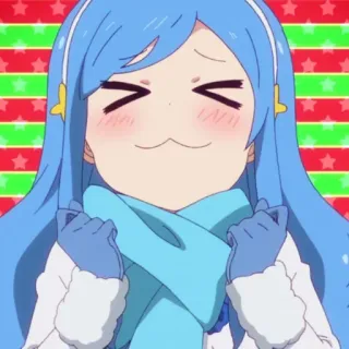 🦋 animé, mignon, fille, dessin animé, souriant, cheveux bleus, joyeux whatsapp sticker