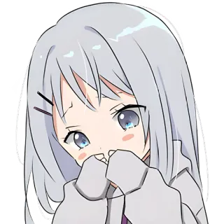 🫢 anime girl, cartoon, cute, white hair, blue eyes, sticker telegram sticker