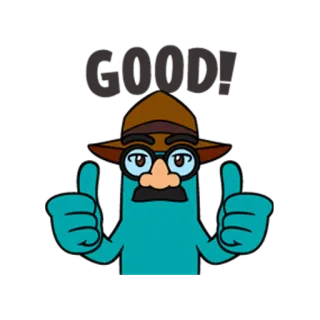 👍 OK ok, pollice in su, cappello, personaggio blu, positivo, occhiali telegram sticker