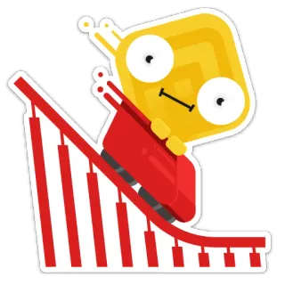 📉 rollercoaster, ride, amusement park, cartoon, character, fun telegram sticker