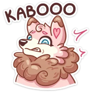 😰 KABOOO perro, enojado, kaboom, lindo, dibujo animado, pegatina, expresión telegram sticker
