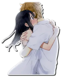 ❤ Anime, Casal, Abraço, Romântico, Ilustração telegram sticker
