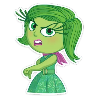 👎 Disgust Inside Out Disgust, Inside Out, Pixar, Disney, cartoon, emotion, thumbs down, negative telegram sticker
