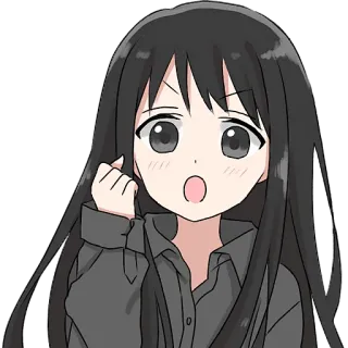 ✊ ragazza anime, cartone animato, scioccato/a, kawaii, carino/a, sorpreso/a telegram sticker