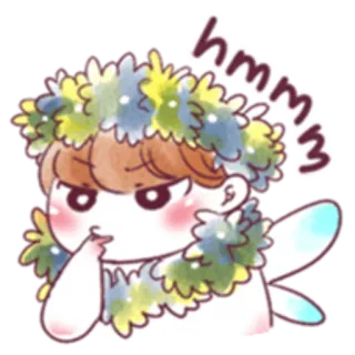 🤔 hmmm fada, kawaii, fofo, pensativo, pensando, chibi telegram sticker