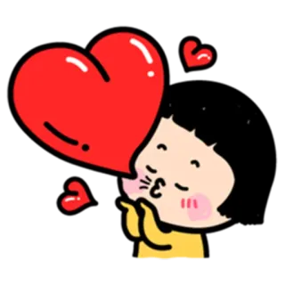 ❤ cinta, hati, imut, kartun, gadis, ciuman telegram sticker