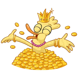 🤴 утка, богатство, мультфильм, корона, золото, ювелирные изделия telegram sticker