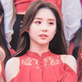 😄 femme, portrait, robe rouge, coréenne, fille, asiatique, mannequin telegram sticker