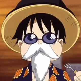 👒 Luffy One Piece Anime, Kreskówka, One Piece, Luffy, Śmieszne, Kapelusz telegram sticker