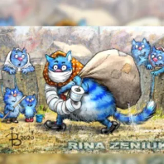 😷 RINA ZENIUK cat, cartoon, mask, toilet paper, art telegram sticker