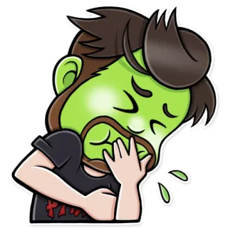 🤢 F4W Мультик, Болен, Тошнит, Зеленый, Персонаж telegram sticker