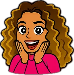 🤗 ผู้หญิง, การ์ตูน, มีความสุข, ตื่นเต้น, ผมหยิก, ภาพเหมือน, อารมณ์ telegram sticker