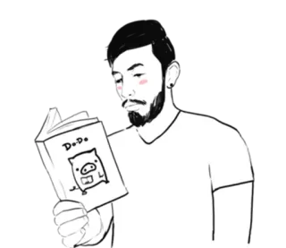 📖 DoDo reading, man, book, pig, illustration, cartoon telegram sticker