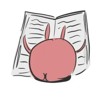🤓 leitura, livro, coelho, animal, desenho animado, ilustração telegram sticker